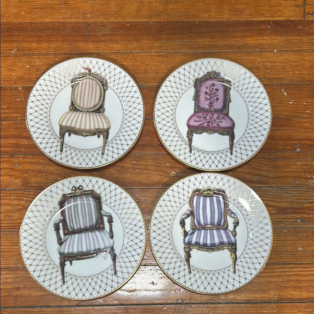Fitz and Floyd Decorative Chair Plates - Pink, Blue, Gold